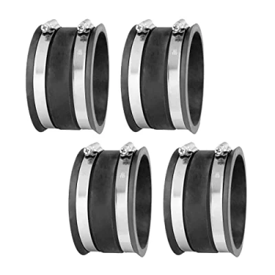 Image of POWERTEC 70149 P4 4 Inch Dust Control Flex Cuff with Steel Hose Clamps, Connector Rubber Coupler for Woodworking Collection Fittings, Collector Accessories &amp; Machinery, Pack