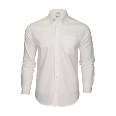 Image of Ben Sherman Men&#039;s Button Down Collar Oxford Shirt, Long Sleeved, Regular Fit (White (Embroidered Pocket Logo)) XXL