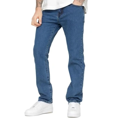 Image of BRAND KRUZE Mens Straight Leg Jeans Casual Cotton Regular Fit Denim Pants for All Waist Sizes KZ109 Blue 36W / 31L