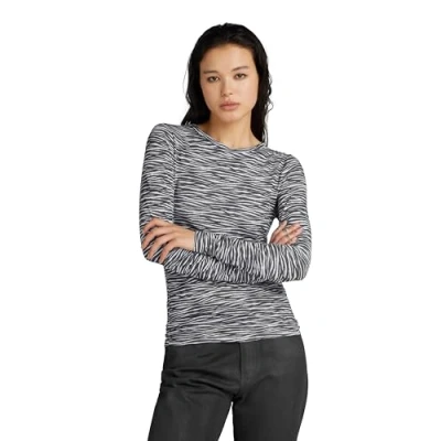 Image of g STAR RAW Women&#039;s zed Allover Slim Top, Multicolor (grey asphalt D24523 C565 G430), XS