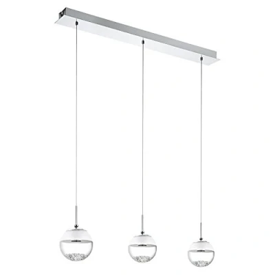 Image of Eglo Lighting Montefio Led 3 Light Ceiling Pendant Bar Polished Chrome with Crystals