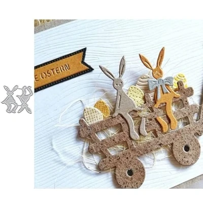 Image of Bunny Metal Die Cuts, Sitting Cutting Dies Cut Stencils for DIY Scrapbooking Cards Decorative Embossing Paper Card Making