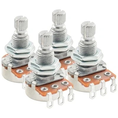 Image of Alpha Mini A500K Metric Potentiometers Split Shaft Audio Taper Pots for Electric Guitar or Bass (4 Pcs)