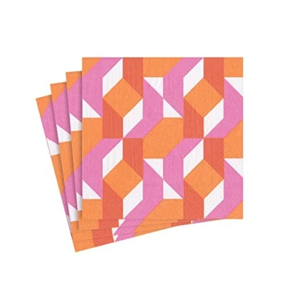 Image of Caspari Entertaining with Colour Theory Cocktail Napkin, Paper, Fuchsia, 12.7 x 3 cm