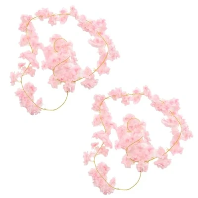 Image of 2 Cherry Blossom Vines (180cm Each), Rattan Flower Garland, Artificial Hanging Decoration, Suitable For Wedding Parties (Light Pink)