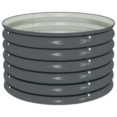 Image of vidaXL Galvanised Steel Raised Bed Durable Grey Garden Planter, Suitable for Outdoor Use, Ideal Growing Herbs, Vegetables and Flowers.