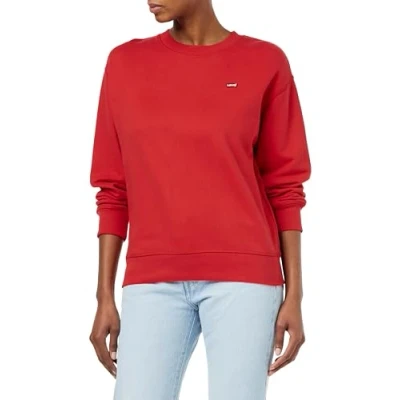 Image of Levi&#039;s Standard CREW Sweatshirt, Women&#039;s, Size: XS, Script red