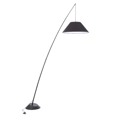 Image of Campanula Table &amp; Floor Arc Lamp Black, Fabric Shade