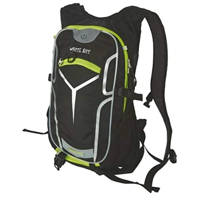 Image of Wheel Bee bike backpack Stelvio Black, with integrated LED light for maximum visibility and security, 18 ltr Capacity, various compartments, great carrying system, USB port, rain cover, 950019