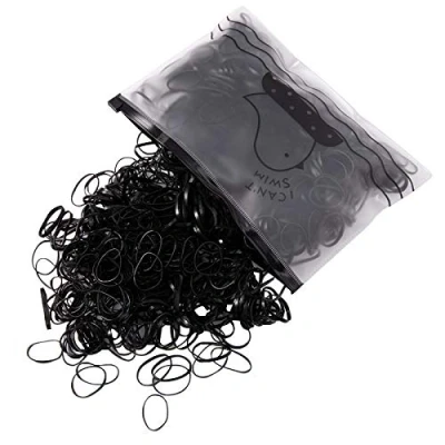 Image of Hanyousheng Pack of 1000 Mini Rubber Bands,Mini Elastic Hair Bands,Soft Bands,Braiding Bands for Kids Hair,for Children Hair,Small Dreadlocks,Wedding Hairstyle and More (Black)