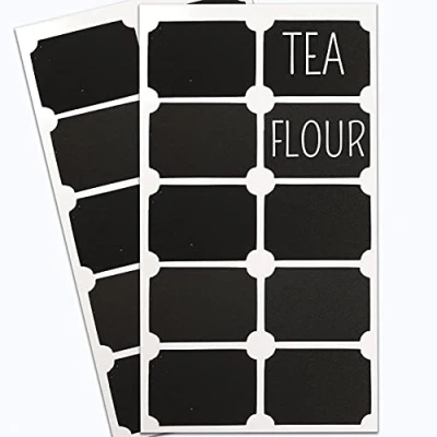 Image of Chalkboard Labels Self Adhesive Blackboard Stickers for Kitchen Pantry Organisation &amp; Decorating Jars (20, Rectangle)