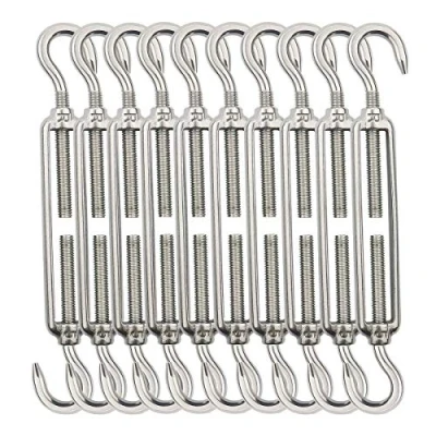 Image of TooTaci Turnbuckle Hook and 10pcs,M5 Wire Tensioner,304 Stainless Steel Rope Tensioner,Heavy Duty Cable Tensioner,for Garden Wire,Fence Tensioner,Outdoor Hanging