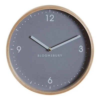 Image of Premier Housewares Wall Clock, Glass, Wood, Grey