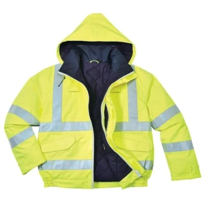 Image of Portwest Bizflame Rain Hi Vis Antistatic FR Bomber Jacket Yellow 4XL