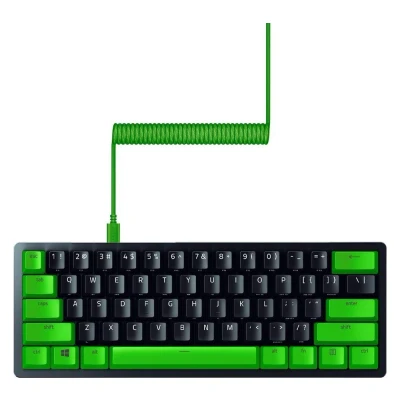 Image of RAZER PBT Keycaps &amp; Coiled Cable UK/US Layout, Lime Green, Black,Green