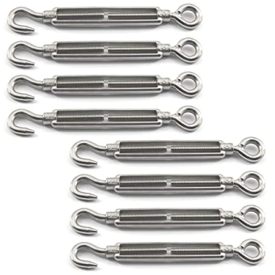 Image of M5 Turnbuckle 304 Stainless Steel Hook And Eye Wire Rope Tension Pack Of 8