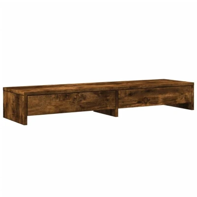Image of vidaXL Monitor Stand with Drawers Smoked Oak 100x27x15 cm Engineered Wood