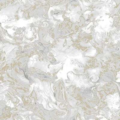 Image of Liquid Marble Effect White Grey Gold Wallpaper Elixir Metallica Modern