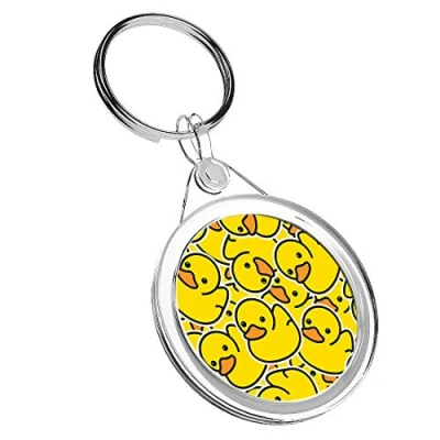 Image of Destination Vinyl Keyrings 1 x Yellow Rubber Ducks Duckling Keyring IR02 Mum Dad Kids Birthday #2078