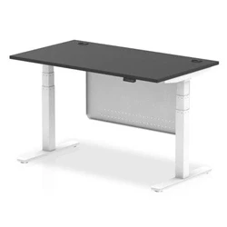 Image of Air 1400x800 Height Adjustable Desk Black CP White Leg Modesty Panel