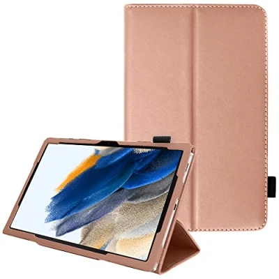 Image of TECHGEAR Leather Case for Samsung Galaxy Tab A8 10.5&quot; (SM X200 / SM X205) Premium PU Slim Folio Stand Smart Cover with Hand Strap, Auto Sleep/Wake [Rose Gold]