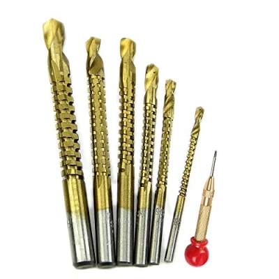 Image of 6pcs 3 8mm Titanium HSS Drill &amp; Saw Bit Set Cutting Carpenter Wood Metal with Loaded Center Punch Tool