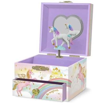 Image of Musical Unicorn Jewellery Box for Girls Kids Dancing Music with Mirror, Gifts Little Girls, Boxes, Childrens Birthday Gift, Ages 3 10