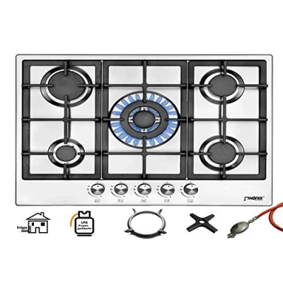 Image of Phönix PS 901T Built in Gas Hob Stainless Steel 90 cm 5 Burner Stove Freestanding /