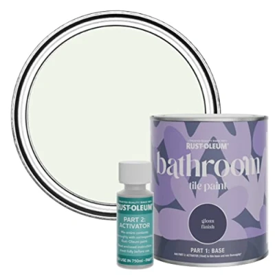 Image of Rust Oleum White Water Resistant Bathroom Tile Paint in Gloss Finish Steamed Milk 750ml