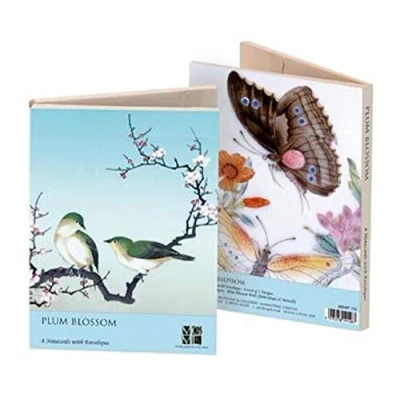Image of Museums and Galleries Marketing. Classics 178 x 127mm Plum Blossom Butterfly Designed Note Card Wallet with Envelope (Pack of 8)