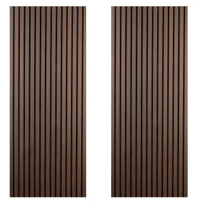 Image of DecorAndDecor Acoustic Slat Wood Wall Panel and Ceiling Panelling Decorative 3D MDF 240 x 60 Smoked Oak 2 Pack
