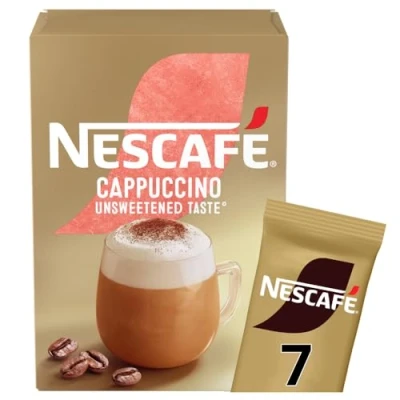 Image of NESCAFÉ Cappuccino Unsweetened Instant Coffee 7 Sachets, 100percent Responsibly Sourced Pack of 1