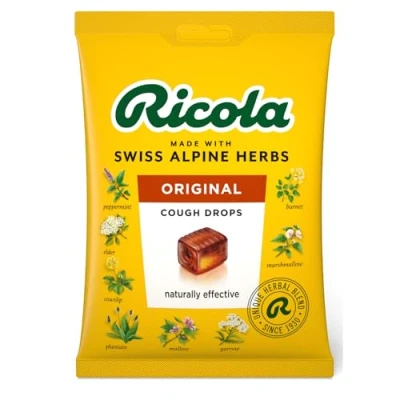 Image of Ricola Original Cough Drops Bag, Pack of 12, Naturally Effective Throat Lozenges, Sweets, 75 g