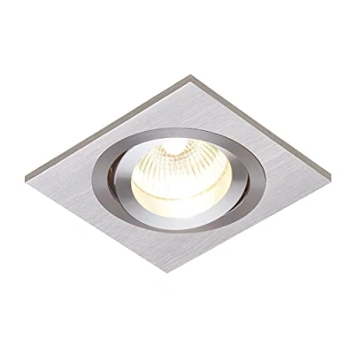 Image of Saxby Tetra 50W Brushed Silver Single Modern Tilt Decorative Recessed Downlight