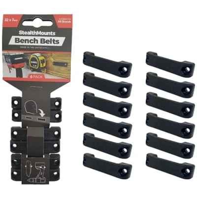 Image of StealthMounts Bench Belt Universal Tool Holder Holster Set 6 Pack Perfect Hanger Storage Dock for Power Tools, Tape Measures and Clips (12 Black)