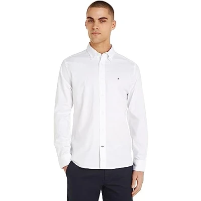 Image of Tommy Hilfiger Men&#039;s Core 1985 Flex Oxford Rf Shirt Mw0mw25037 Casual Shirts, White (White), S
