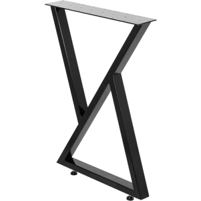 Image of VEVOR Metal Table Leg Set of 2 Dining Legs Black 28 Height 24 Width Bench Coffee 1763lbs Load Capacity Heavy Duty Base Modern(Zig Zag Style)