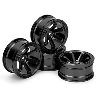 Image of Metal Wheel Hub, 4 PCS Aluminium Alloy Hub Compatible with Universal 1/10 Flat Running Drift RC Car(Black)
