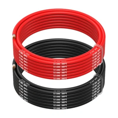 Image of MMOBIEL 12 AWG Electrical Silicone Wire Gauge (3,31mm²) Tinned Copper Cable 2 Separate Wires Red &amp; Black Each 5 m / 16.4 ft for RC, Drones, 3D Printers, Batteries, Speaker Wires, Led Strips