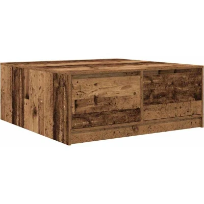 Image of vidaXL engineered wood coffee table with drawers 100x100x40 cm old color square living room/office center