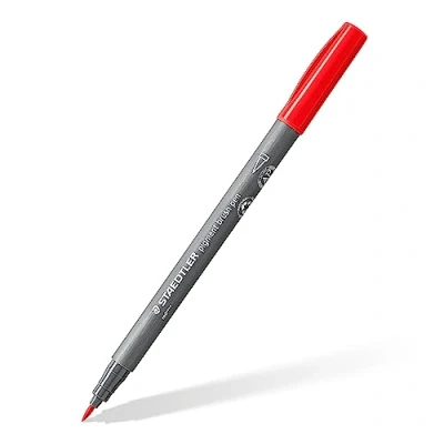 Image of STAEDTLER 371 2 Pigment Arts Brush Pen Red (Box of 10)
