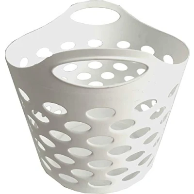 Image of CH Washing Basket 30 Litre Laundry Clothes Hamper Storage Bin Organiser Flexible (White)