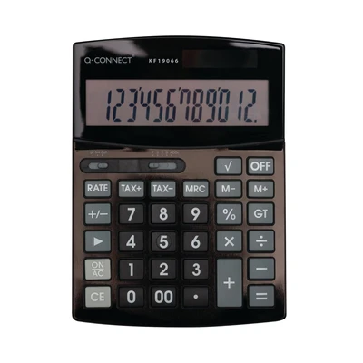 Image of Q Connect 12 Digit Business Table Top Calculator Large Black KF19066