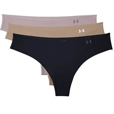 Image of Under Armour Womens 3 Pack Thongs Black/Beige L