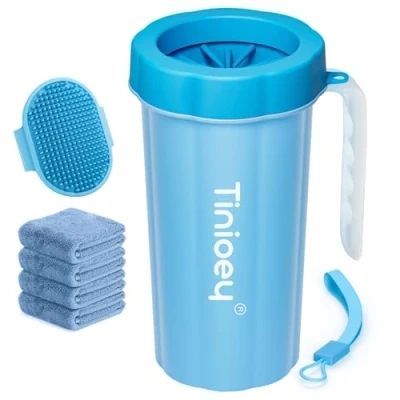 Image of Tinioey Paw Cleaner for Large Dogs with Handle Dog Breed to Clean Muddy Paws Foot Washer &amp; Pets Feet (Blue)