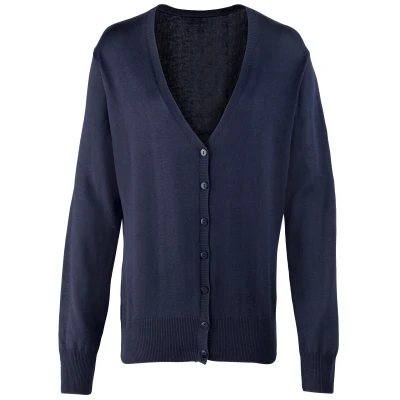 Image of Premier Womens/Ladies Button Through Long Sleeve V neck Knitted Cardigan (Navy) Size 22 UK