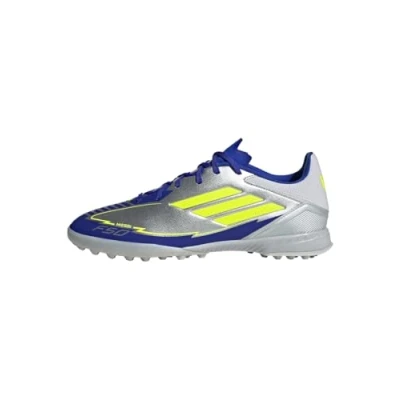 Image of adidas Performance Messi F50 League Boots turf Astro trainers, Men&#039;s, Size: 6, Silver/yellow/blue Synthetics