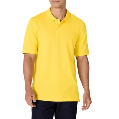 Image of Amazon Essentials Men&#039;s Regular Fit Cotton Pique Polo Shirt (Available in Big &amp; Tall), Yellow, L