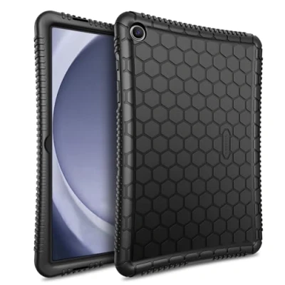 Image of Fintie Silicone Case for Samsung Galaxy Tab A9 Plus 11 Inch 2023 Model (SM X210/X216/X218), Honey Comb Series Kids Friendly Light Weight Shock Proof Protective Cover, Black