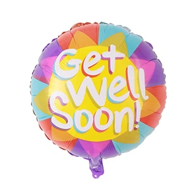Image of Colourful Get Well Soon Foil Balloon, 45cm (2 pack)